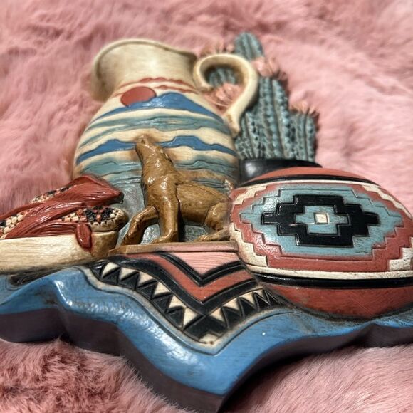 Lot of 7 Vintage Burwood MCM Southwest Native American Aztec wall decor. - Picture 5 of 16